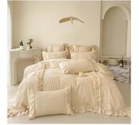Parure de lit lotus volants romantique - Housse couette 200x230cm, drap housse, 2 taies 48x74cm - Ado fille adult PARURE DE COUETTE