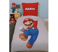 Parure de Lit Mario et Ses Amis, Luigi, Peach, Yoshi, Toad, Lit 1 Place, Housse de Couette Réversible 140x200 cm avec Taie d'oreiller 63x63 cm