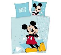 Parure de Lit Mickey en Microfibre - Housse de Couette Mickey 140x200 cm + Taie d'oreiller 63x63 cm (Mickey A)