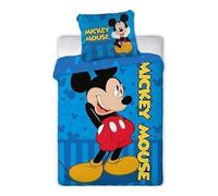 Parure de Lit Mickey en Microfibre - Housse de Couette Mickey 140x200 cm + Taie d'oreiller 63x63 cm (Mickey D)