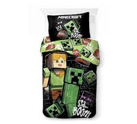 Parure de Lit Minecraft pour Enfant | Housse de Couette 140x200 cm avec Taie d’Oreiller 50x70 cm, 100% Coton | Linge de Lit Réversible, Doux et Respirant (Minecraft - Pixel Paradox)
