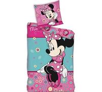 Parure de Lit Minnie Mouse Disney 100% Coton 140x200 cm - Housse de Couette + 1 Taie d'oreiller 63x63 cm - 100% Marchandise Officielle (C)