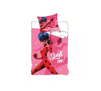 Parure de lit - MIRACULOUS LADYBUG - Housse de couette réversible - 140x200 cm - 100% coton - Design rose