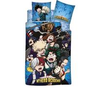 Aymax! Parure de lit My Hero Academia – 3 pcs, 100% coton, housse 140x200 cm, lavable en machine