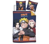 Parure de Lit Naruto 1 Personne, Housse de Couette 140x200 cm et Taie d'oreiller 65x65 cm, Réversible