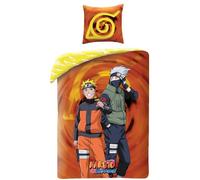 Naruto Shippuden, Parure de Lit Enfant Manga Motif Kakashi, Ensemble 2 Pièces Housse de Couette Réversible en 140x200 cm avec Taie d'oreiller 63x63 cm, Textile certifié Oeko Tex