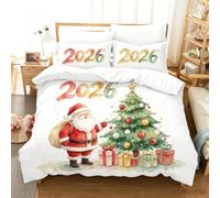 Parure de lit Noël 3 pièces housse couette 2 taies oreiller neige ,Fêtes | 2026 Parure Noël 3 pièces 135X200cm housse couette 2 taies oreiller, microfibre réversible pour nuits d'hiver(155*200cm)