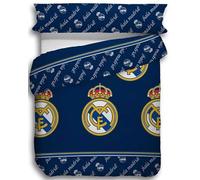 Parure de Lit Officielle Real Madrid 2 Pièces - Housse de Couette et Taie d'oreiller pour Lit 150 cm, Ensemble de Literie Football Madrid, Idée Cadeau Supporters, Blanc Royal