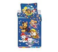 Parure de lit Pat' Patrouille 140 x 200 cm avec taie d'oreiller 60 x 65 cm | 100 % coton | Motif Rescue Team Adventure | Parure de lit douce et respirante pour enfants | Chase, Marshall