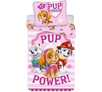 Parure de Lit Pat Patrouille Pup Power - Housse de Couette Coton - Rose - Bleu - Naturelle