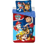 Parure de Lit Paw Patrol Housse de Couette Paw Patrol Réversible avec Taie d'oreiller, 2 Pièces (140x200 cm + 63x63 cm), 1 Personne (Parure de lit Pat Patrouille)