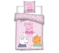Parure de lit - Peppa Pig - Rose - 140x200 cm - 100% coton - Lavable en machine