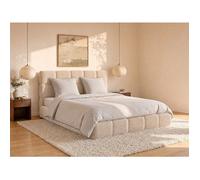 Parure de lit percale de coton 80 fils/cm² - Housse de couette 220 x 240 cm + 2 taies d'oreiller 63 x 63 cm - Taupe passepoil noir -