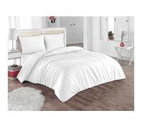 Vente-unique - Parure de lit Percale de Coton 80 Fils/cm² - Housse de Couette 240 x 260 cm + 2 taies d'oreiller 63 x 63 cm - Blanc Passepoil Bleu- Agami de Palacio