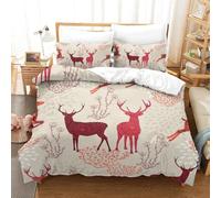Parure De Lit Pi¿¿Ces Pour Christmas Santa Claus And Elk Impression D Housse De Couette En Microfibre Hypoallergique Avec Fermeture ¿¿Clair King