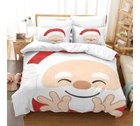 Parure De Lit Pi¿¿Ces Pour Christmas Santa Claus And Elk Impression D Housse De Couette En Microfibre Hypoallergique Avec Fermeture ¿¿Clair Doub