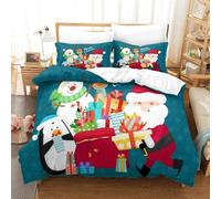 Parure De Lit Pi¿¿Ces Pour Christmas Santa Claus And Elk Impression D Housse De Couette En Microfibre Hypoallergique Avec Fermeture ¿¿Clair King