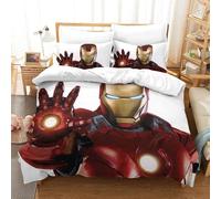 Parure De Lit Pi¿¿Ces Pour Iron Man Tony Stark Marvel Animation Impression D Housse De Couette En Microfibre Hypoallergique Avec Fermeture ¿¿Clair Doub