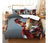 Parure De Lit Pi¿¿Ces Pour Iron Man Tony Stark Marvel Animation Impression D Housse De Couette En Microfibre Hypoallergique Avec Fermeture ¿¿Clair Doub