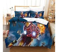 Parure De Lit Pi¿¿Ces Pour Iron Man Tony Stark Marvel Animation Impression D Housse De Couette En Microfibre Hypoallergique Avec Fermeture ¿¿Clair Doub