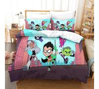 Parure De Lit Pi¿¿Ces Pour Teen Titans Go! Anime Impression D Housse De Couette En Microfibre Hypoallergique Avec Fermeture ¿¿Clair King£¿Xcm£©