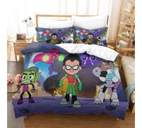 Parure De Lit Pi¿¿Ces Pour Teen Titans Go! Anime Impression D Housse De Couette En Microfibre Hypoallergique Avec Fermeture ¿¿Clair King£¿Xcm£©
