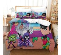 Parure De Lit Pi¿¿Ces Pour Teen Titans Go! Anime Impression D Housse De Couette En Microfibre Hypoallergique Avec Fermeture ¿¿Clair King£¿Xcm£©