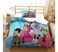 Parure De Lit Pi¿¿Ces Pour Teen Titans Go! Anime Impression D Housse De Couette En Microfibre Hypoallergique Avec Fermeture ¿¿Clair Single£¿Xcm£©