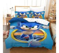 Parure De Lit Pièces Pour Sonic The Hedgehog Cartoon Character Impression D Housse De Couette En Microfibre Hypoallergique Avec Fermeture Éclair Doub