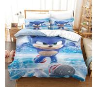 Parure De Lit Pièces Pour Sonic The Hedgehog Cartoon Character Impression D Housse De Couette En Microfibre Hypoallergique Avec Fermeture Éclair Doub