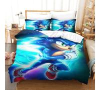 Parure De Lit Pièces Pour Sonic The Hedgehog Cartoon Character Impression D Housse De Couette En Microfibre Hypoallergique Avec Fermeture Éclair King