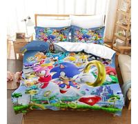 Parure De Lit Pièces Pour Sonic The Hedgehog Cartoon Character Impression D Housse De Couette En Microfibre Hypoallergique Avec Fermeture Éclair Doub