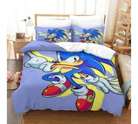 Parure De Lit Pièces Pour Sonic The Hedgehog Cartoon Character Impression D Housse De Couette En Microfibre Hypoallergique Avec Fermeture Éclair King