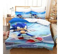 Parure De Lit Pièces Pour Sonic The Hedgehog Cartoon Character Impression D Housse De Couette En Microfibre Hypoallergique Avec Fermeture Éclair Doub