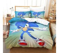 Parure De Lit Pièces Pour Sonic The Hedgehog Cartoon Character Impression D Housse De Couette En Microfibre Hypoallergique Avec Fermeture Éclair Doub