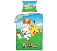 Halantex Parure de lit Pokémon en coton – Housse 140x200 cm – Taie 70x90 cm – Bleu