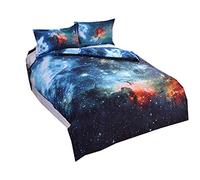 Parure de Lit pour Enfant 3D Galaxy Univers Ciel étoilé Étoiles Lunaire Licorne Coloré imprimé Housse de Couette Simple 140x200cm (Ciel étoilé)
