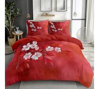 Parure de lit pour Enfant Branche Cerisier 200 x 200 cm, Housse de Couette Légère sans Plis en Style Chinois Léger sans Plis, Ensemble de literie Branche Cerisier pour Enfant avec 2 taie d'oreiller