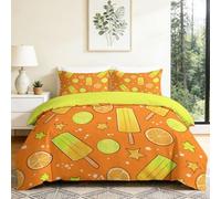Parure de lit pour Enfant Fruit Esquimau 140 x 200 cm, Housse de Couette Légère sans Plis en Fruit Cartoon Léger sans Plis, Ensemble de literie pour Adolescents avec 1 taie d'oreiller