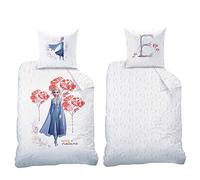 Parure de lit pour enfant La Reine des Neiges Nature 135 x 200 cm + 80 x 80 cm 100 % coton renforcé de qualité Disney Anna Elsa Olaf Kristoff Arendelle avec fermeture Éclair Taille allemande