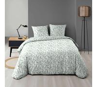 Douceur d'Intérieur Parure de lit 3 pièces Sequoia microfibre imprimée 240 x 220 cm Vert