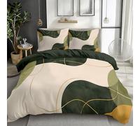 Parure de Lit Réversible avec Motif à Géométrie vert olive du Moyen-Âge Housse de Couette 90 x 190 cm 1 Personnes et 1 x Taies d'oreiller 65x65 cm Adulte Enfant Vert foncé Housse de Couette Set