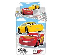 Parure de lit réversible Disney Cars pour Enfants, Motif Flash McQueen, Cruz Ramirez Rouge, Voiture de Course. Housse de Couette 100 x 135 cm + taie d'oreiller 40 x 60 cm, 100% Coton