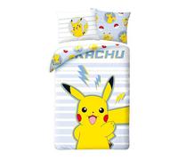 Parure de lit réversible pour enfant Pokémon Go Pikatchu Renforcé - 140 x 200 cm + 70 x 90 cm - 100 % coton Pokémon - Parure de lit pour enfant - Certifié Öko-Tex