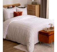 Atmosphera - Parure de Lit 2 Personnes Isadora Blanche 240 x 220 cm - Satin de Coton, Effet Rayé, 3 Pièces - pour Chambre à Coucher