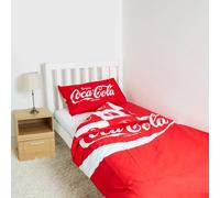 Parure de lit Simple Coca-Cola sous Licence Officielle - Réversible et Comprend Une taie d'oreiller - Parfait pour Les Fans de Coca Cola