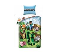 Halantex - Parure de lit Minecraft Cactus Run - Coton - Housse de couette 140x200 cm + taie 70x90 cm