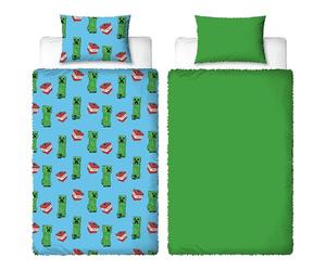 Parure de lit Simple Officielle Character World Minecraft, Motif Chaud | Housse de Couette réversible en Polaire Double Face, Article Officiel avec taies d'oreiller Assorties.