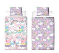 Parure de lit Simple Officielle Peppa Pig | Parure de lit réversible Rose et Lilas, taie d'oreiller Assortie Incluse.