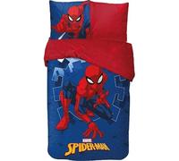 Parure de lit Spiderman 140x200 - Housse de Couette Spiderman + 1 Housse d'oreiller 63 x 63-100% Coton (A)
